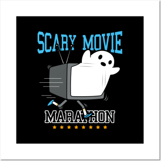 Funny Original Kawaii Scary Running Ghost Cartoon Gift For Ghost Horror Movie Fans Posters and Art